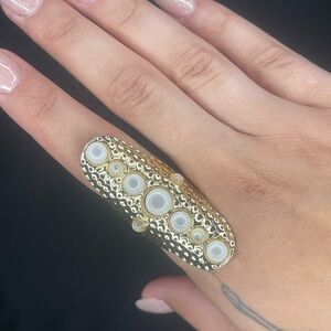 Gold and White Statement Ring